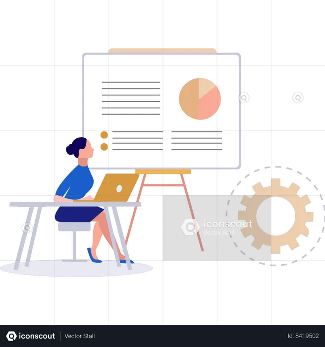 Businesswoman is working on business data  Illustration