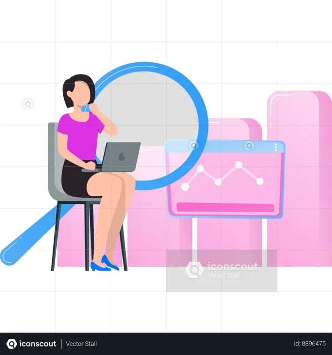 Businesswoman is working on laptop  Illustration
