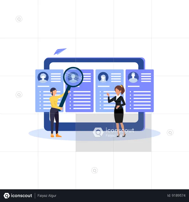 Businesswoman Job search  Illustration