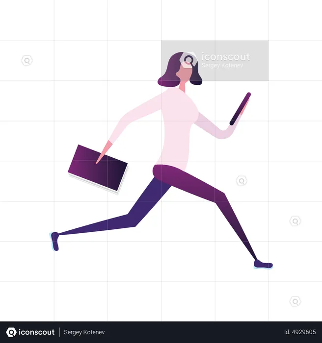 Businesswoman late for work  Illustration