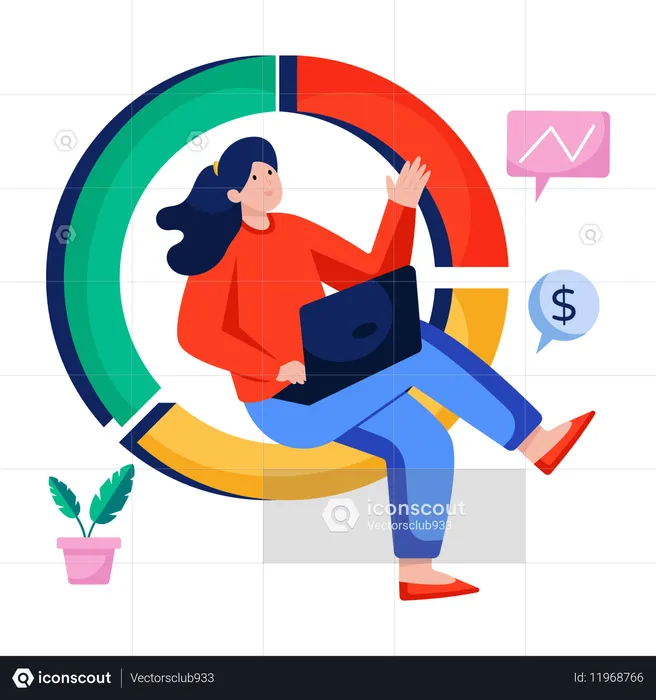 Businesswoman leads Business discussion  Illustration
