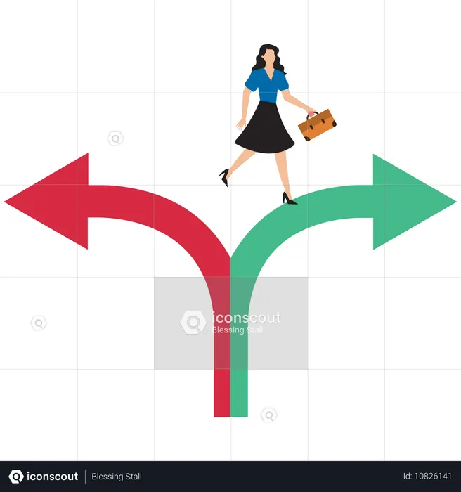 Businesswoman leads way towards business success  Illustration