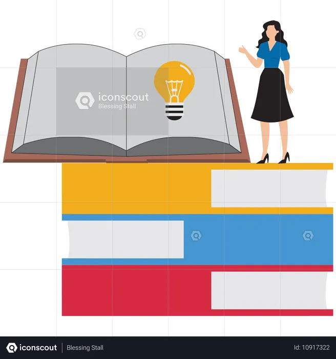 Businesswoman learning new knowledge  Illustration