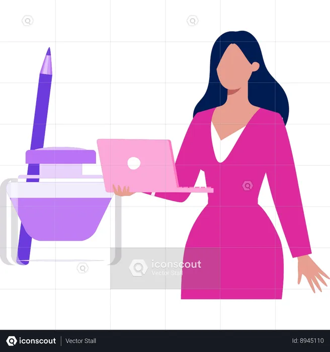Businesswoman likes to use makeup products  Illustration