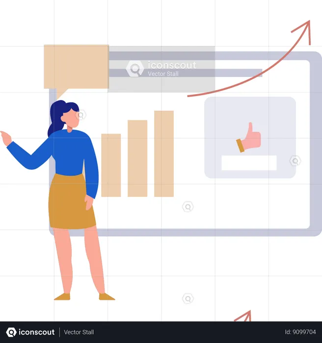 Businesswoman looking at business growth  Illustration