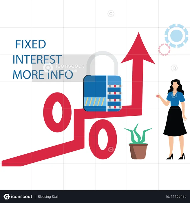 Businesswoman looking at fixed cost  Illustration