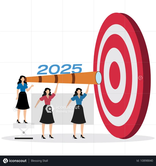 Businesswoman looking at future target  Illustration