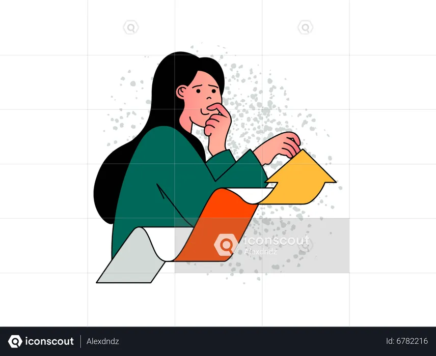 Businesswoman looking at growth chart  Illustration