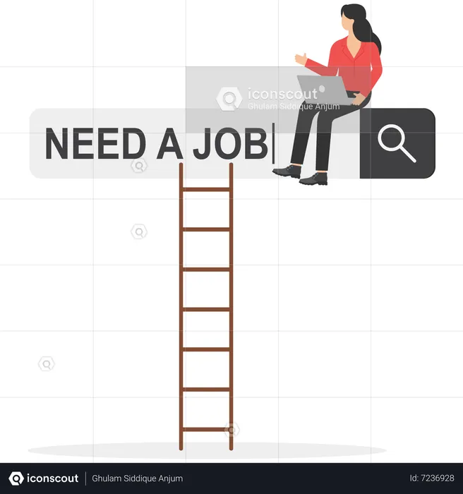 Businesswoman looking for job  Illustration