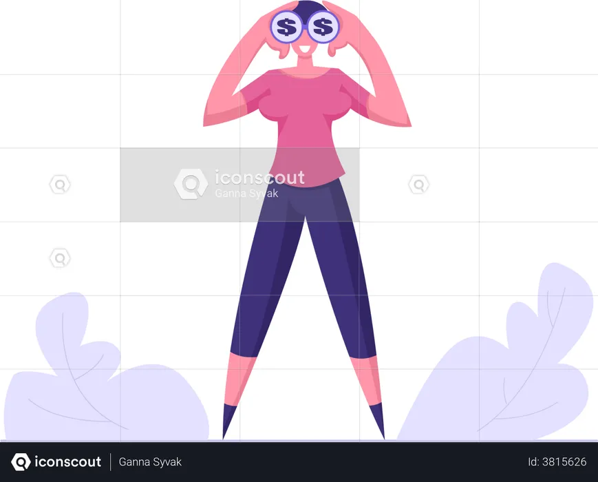 Businesswoman looking for business opportunities  Illustration