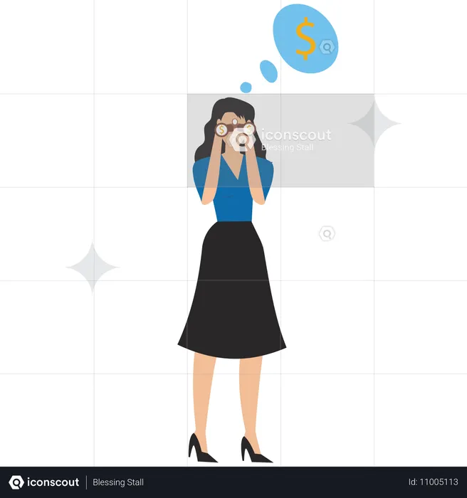 Businesswoman looking for business opportunities  Illustration