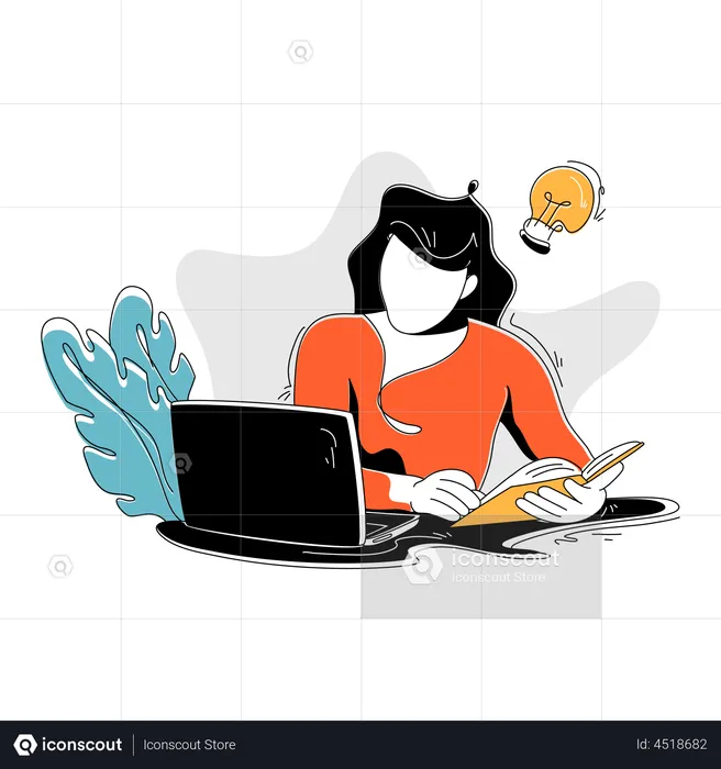 Businesswoman looking for solution  Illustration
