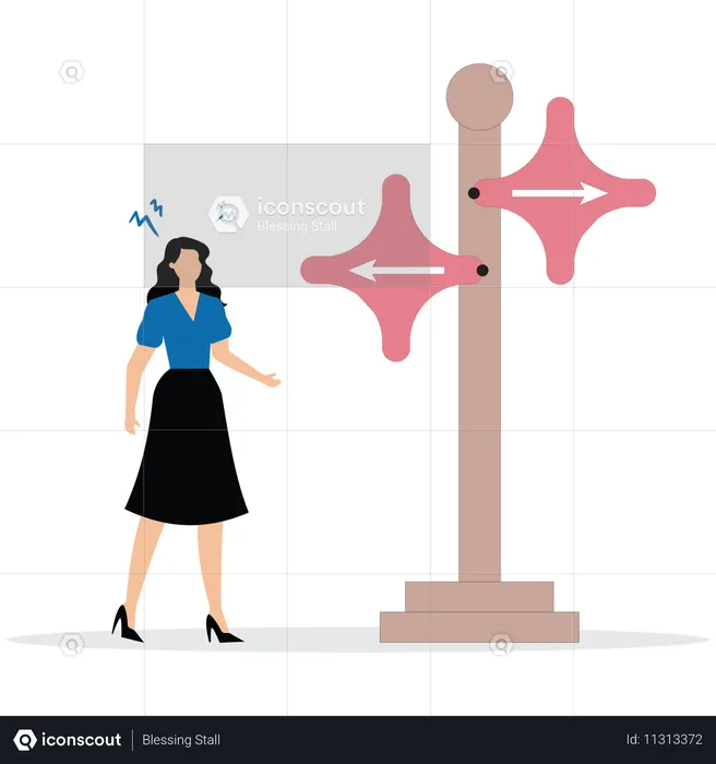 Businesswoman make choice and select decision  Illustration