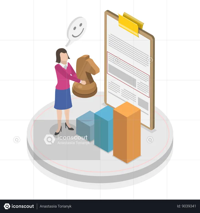 Businesswoman making business strategy  Illustration