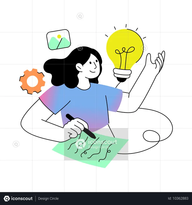 Businesswoman making Creative Content  Illustration