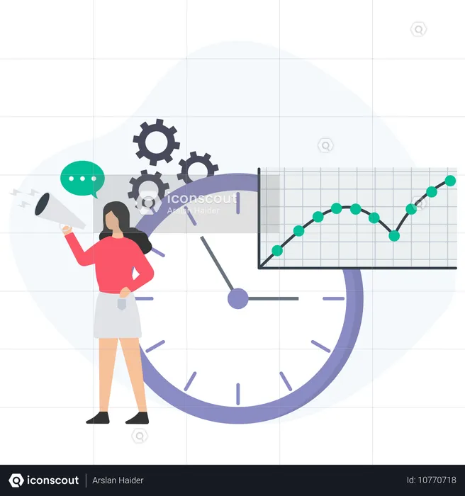 Businesswoman managing business time  Illustration