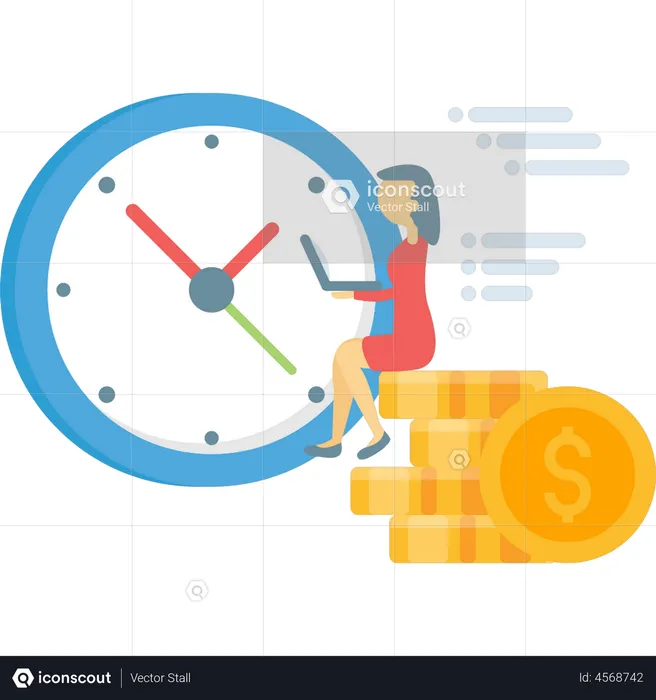 Businesswoman managing earning time  Illustration