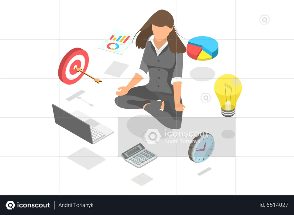 Businesswoman Meditating  Illustration