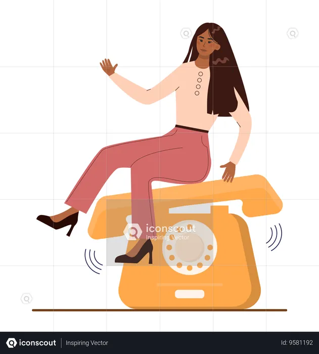Businesswoman needs online help  Illustration