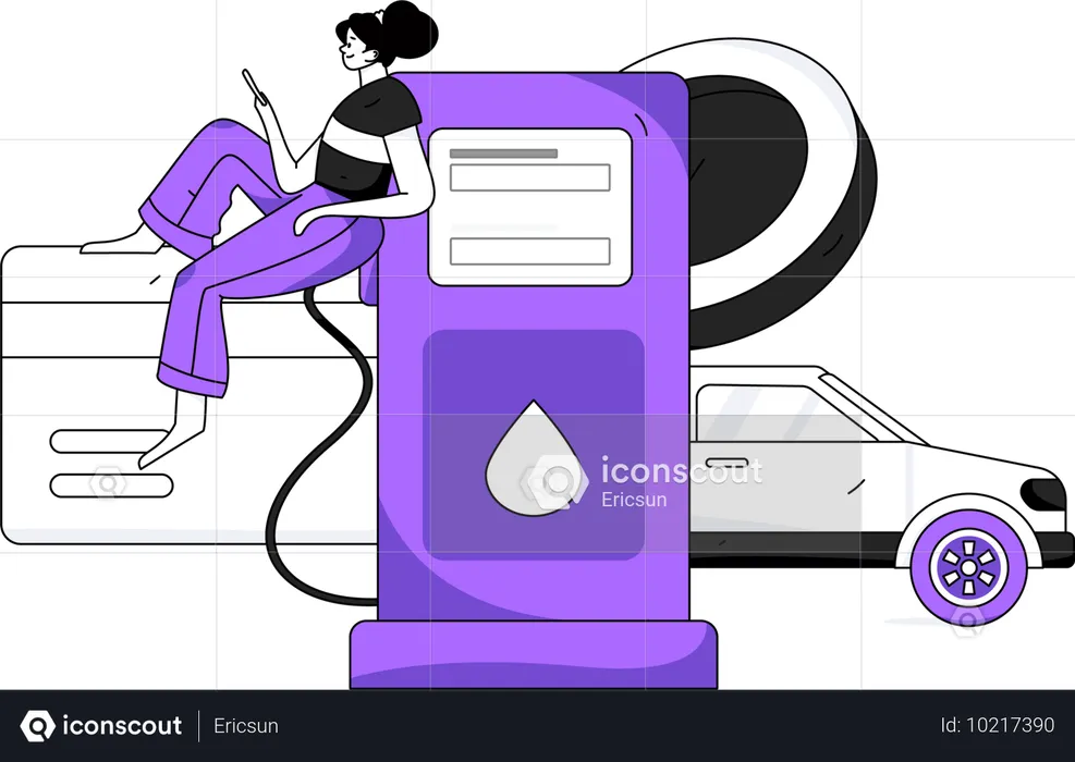 Businesswoman paying fuel bills  Illustration