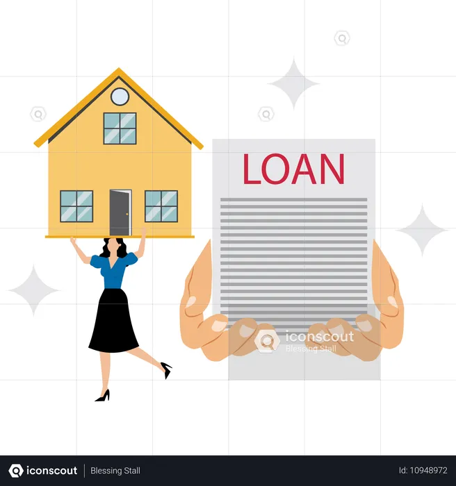 Businesswoman paying home loan  Illustration