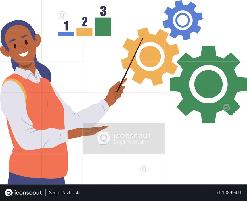 Businesswoman performing benchmarking  Illustration