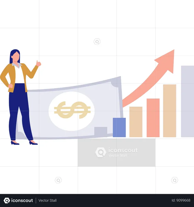 Businesswoman pointing at finance graph  Illustration