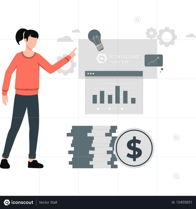 Businesswoman pointing new idea for business growth  Illustration