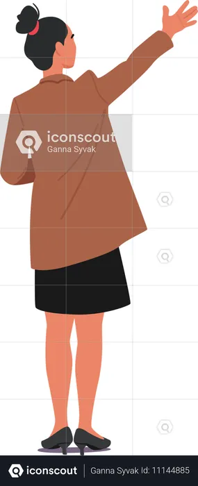 Businesswoman Pointing Upwards  Illustration