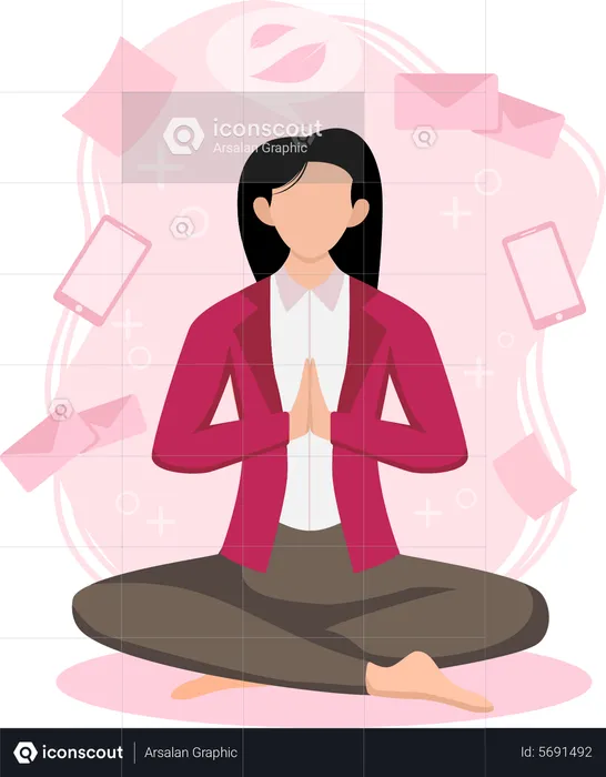 Businesswoman Practicing Yoga  Illustration