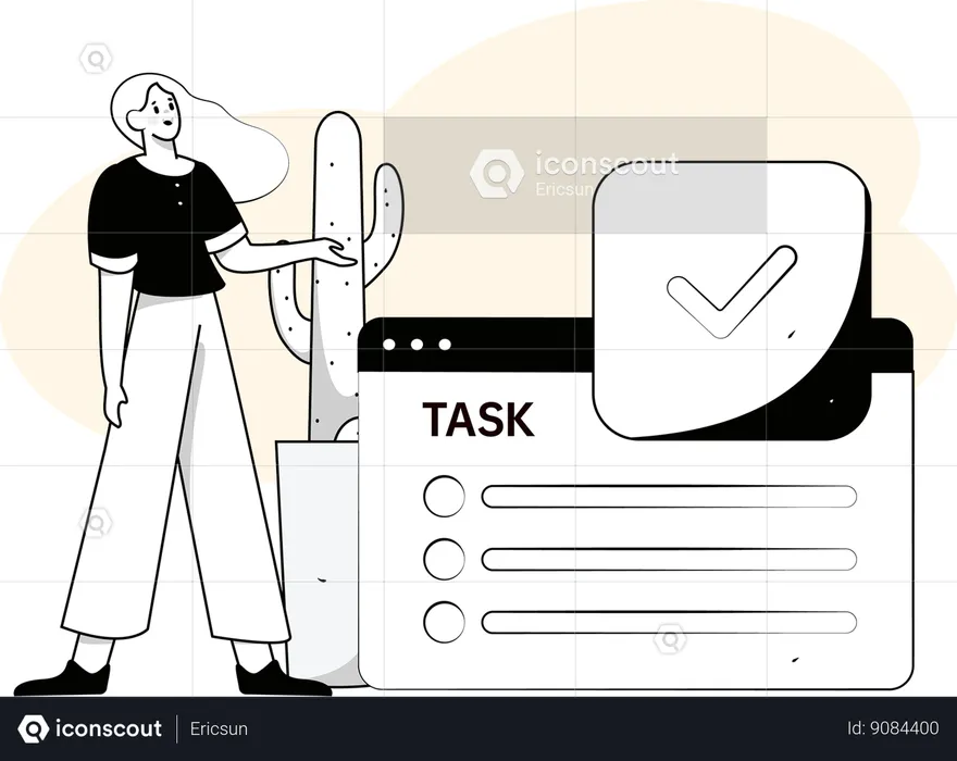 Businesswoman prepares business tasks  Illustration