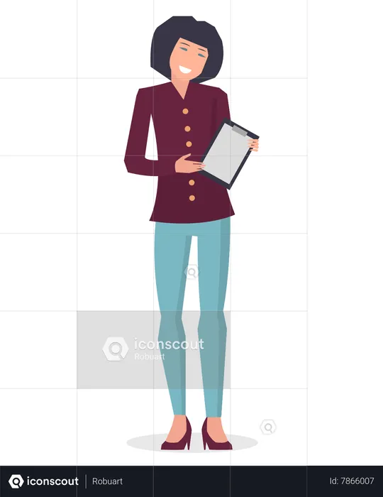 Businesswoman preparing for presentation of business project  Illustration
