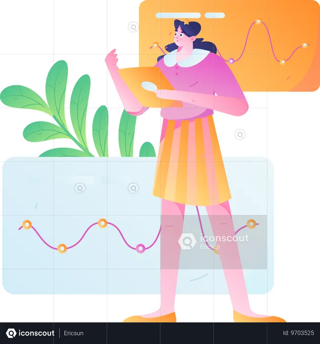 Businesswoman presenting analysis chart  Illustration