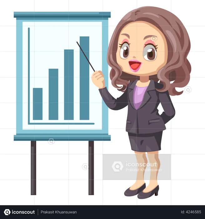 Businesswoman presenting analytics data  Illustration