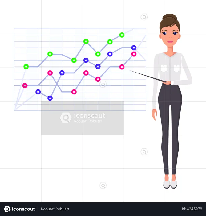 Businesswoman presenting business growth statistics  Illustration