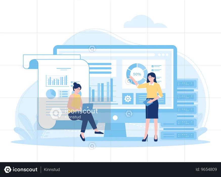 Businesswoman presenting business report  Illustration