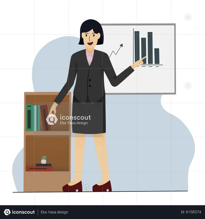 Businesswoman presenting data analysis  Illustration