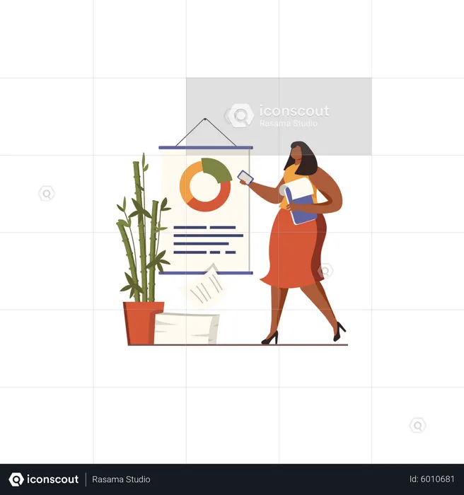 Businesswoman presenting data analytics  Illustration