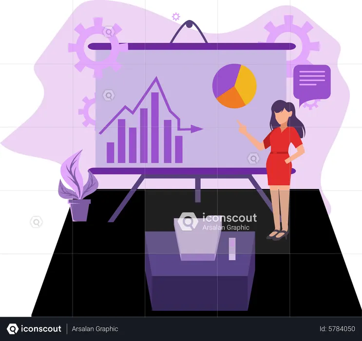 Businesswoman presenting data analytics  Illustration