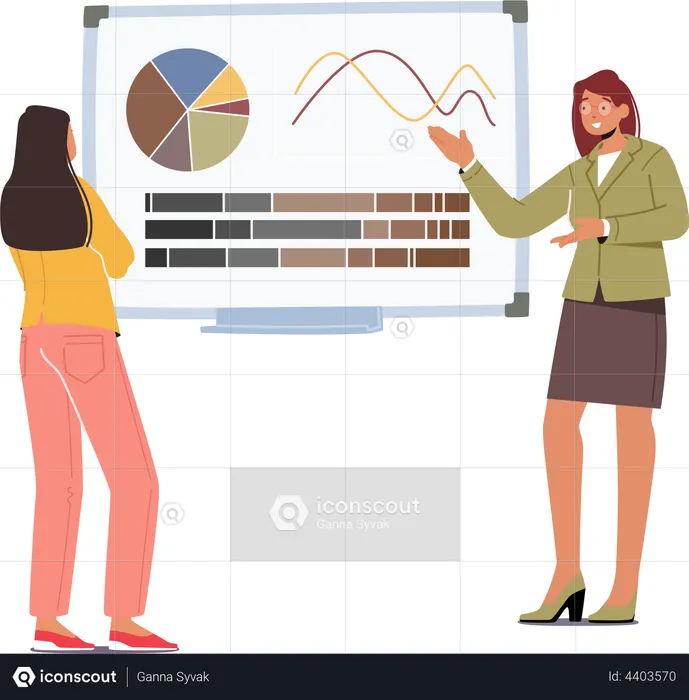 Businesswoman presenting with Data  Illustration