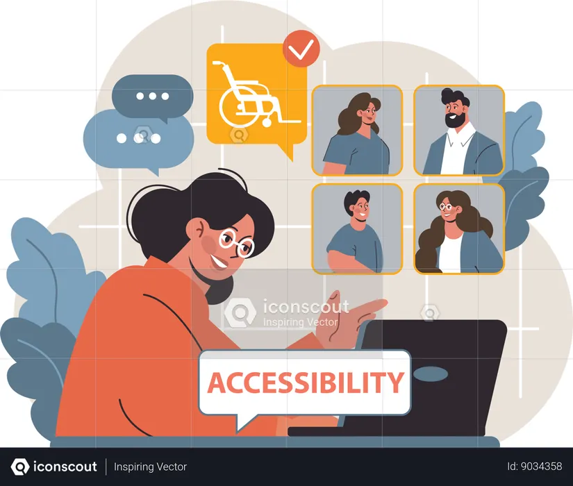 Businesswoman provides accessibility to all employees  Illustration