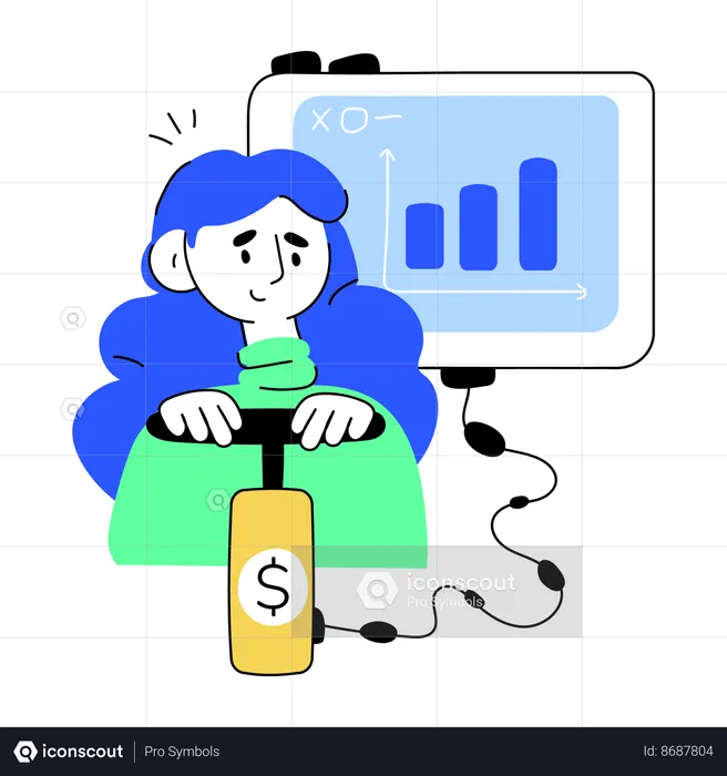 Businesswoman pumping currency inflation  Illustration