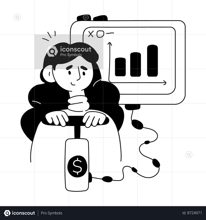 Businesswoman pumping currency inflation  Illustration