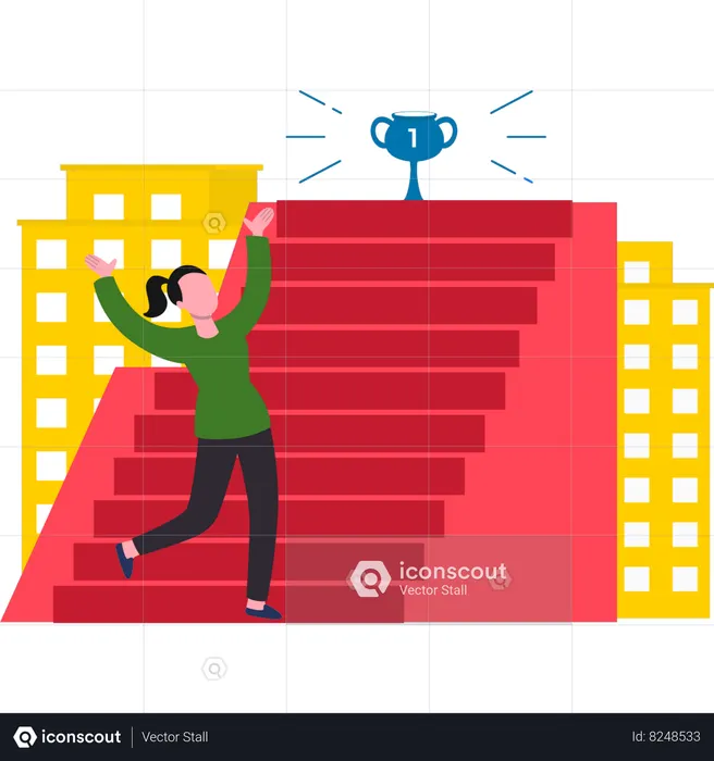 Businesswoman reaches her business goal  Illustration