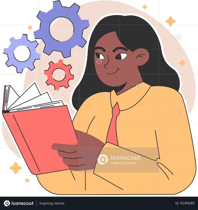 Businesswoman reading book  Illustration