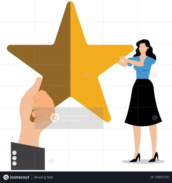 Businesswoman receiving customer star rating  Illustration