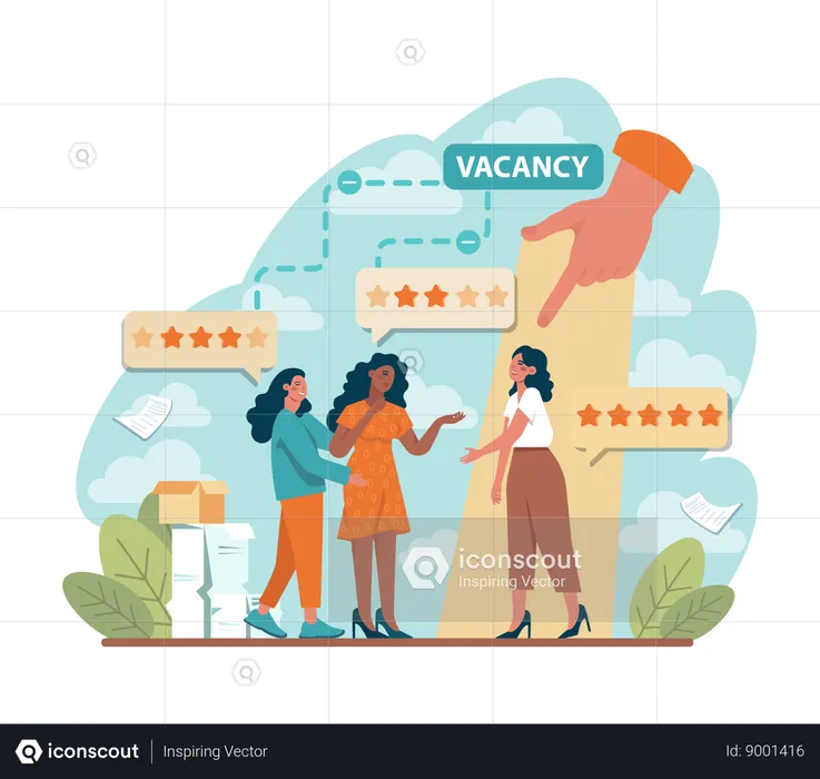 Businesswoman recruits new employee  Illustration