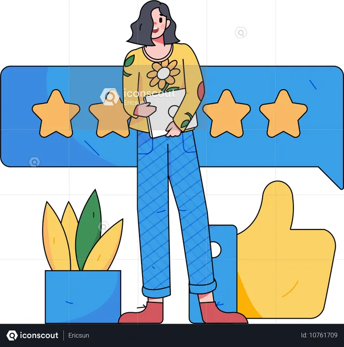 Businesswoman reviewing user responses  Illustration