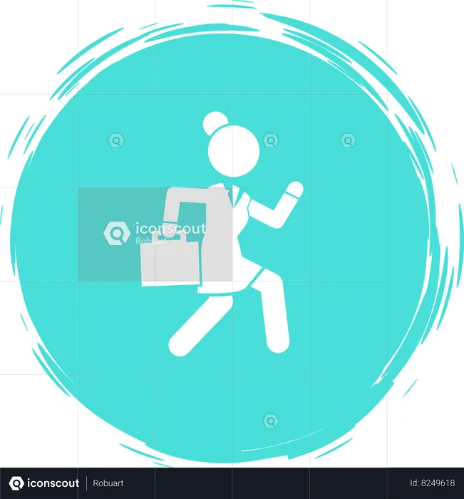 Businesswoman running in a hurry holding briefcase  Illustration