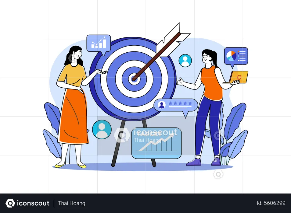 Businesswoman Set Target Audience  Illustration